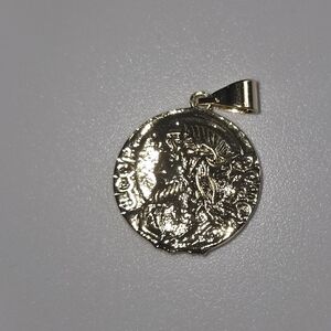 Gold Coin Pendant Necklace Double Sided